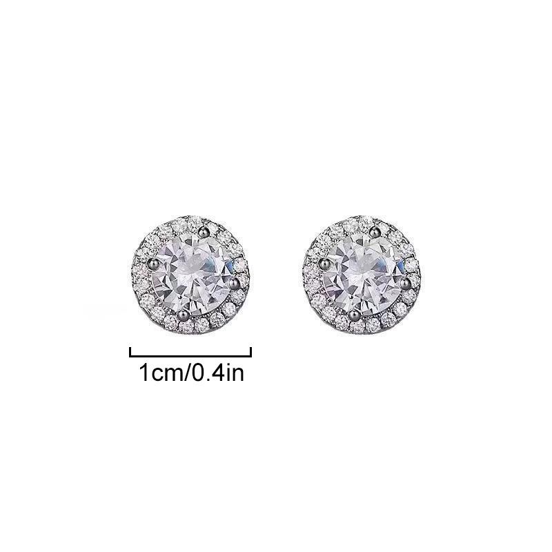 2pcs Without Ear Holes Exquisite Circle Stud Earrings Personality Zircon Jewelry Accessories Magnetic Earrings Clip Earring