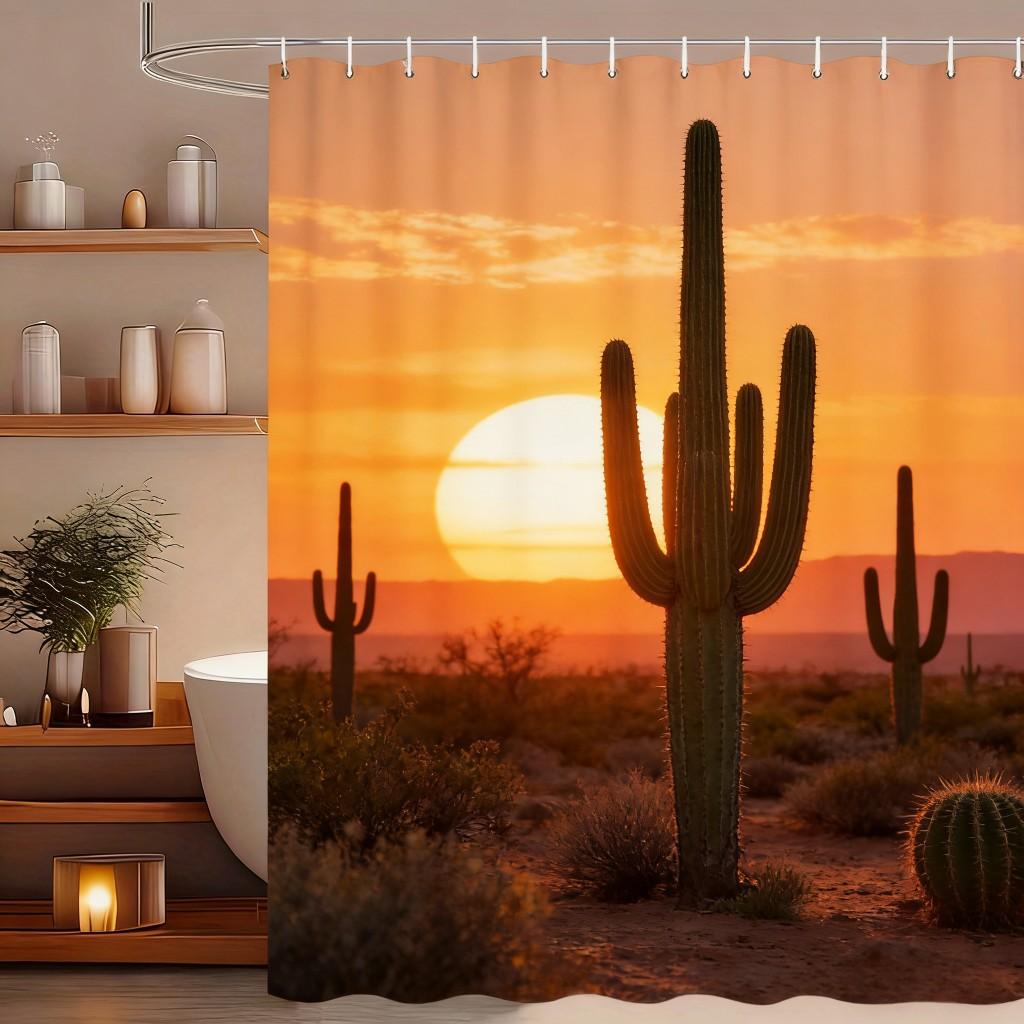 Lush Tropical Rainforest Stream with Giant Monstera Leaves Waterproof Shower Curtain for Bathroom Decor