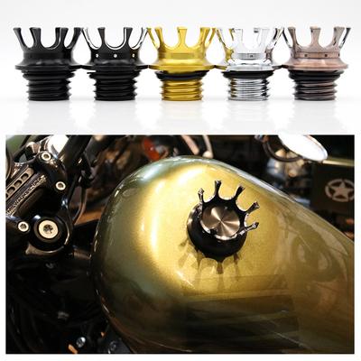 Tapa de tanque de combustible con ventilación estilo corona para motocicleta, rosca derecha, para Harley Sportster XL 883 1200 48 Softail Dana