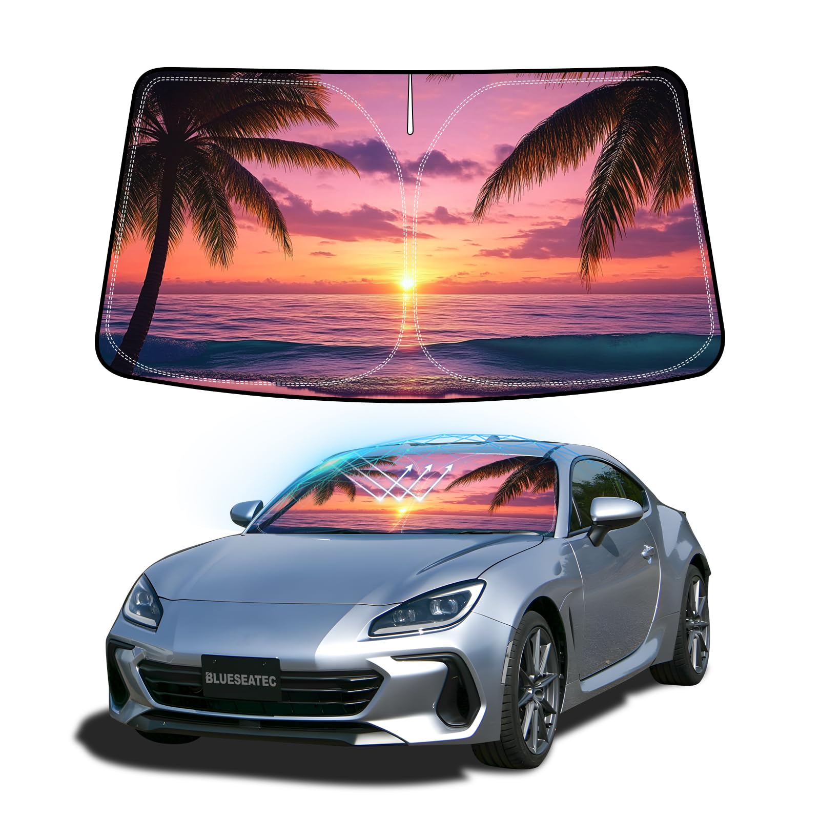 

BLUESEATEC Совместимый с Toyota 86 Subaru BRZ Солнцезащитный экран на лобовое стекло ZN6 ZC6 Защита от УФ-лучей Не нужны присоски Сон в машине Затемнение Изоляция