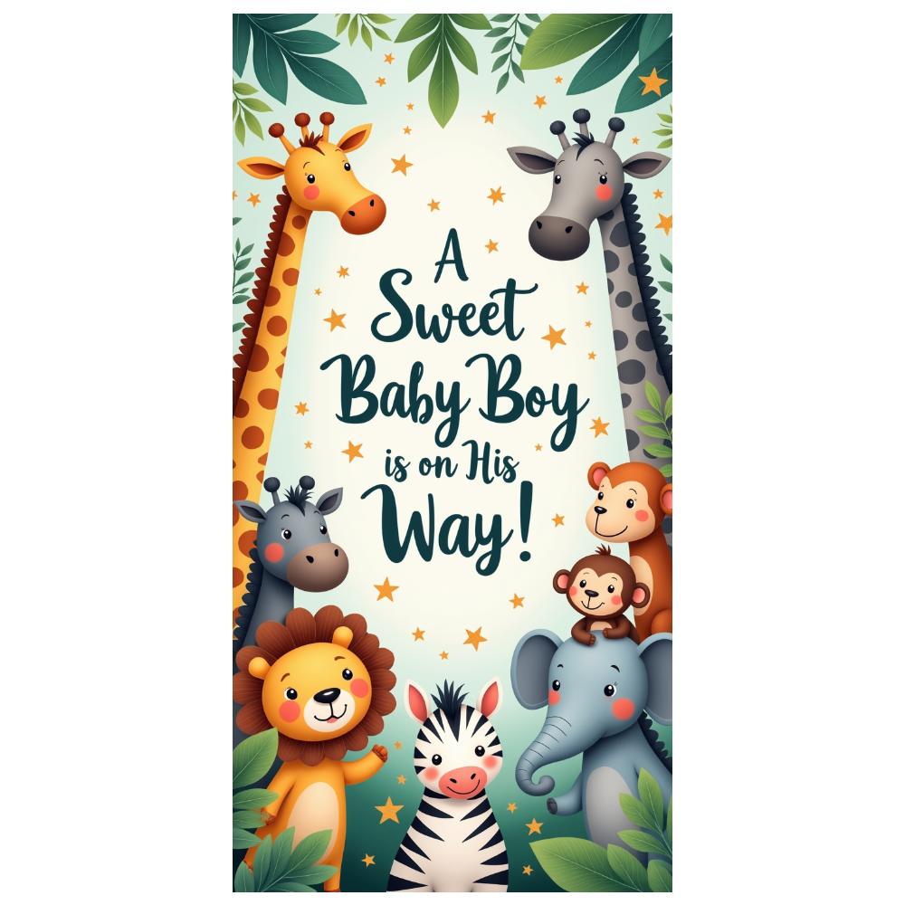 Welcome Baby Banner Animal Characters Cute Baby Banner Newborn Celebration Banner Cartoon Design Baby Event Decor For Welcome
