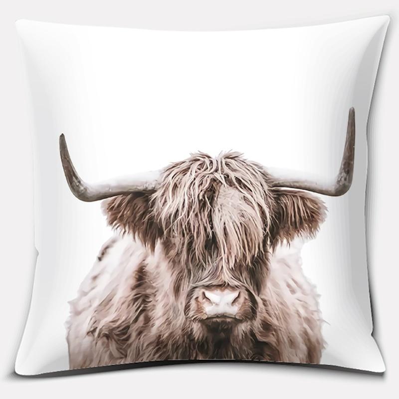 Scottish highland cow pattern super soft pillow case sofa cushion cushion decorative pillow