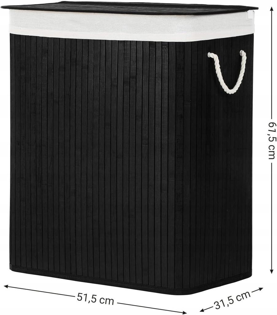 Laundry Basket with Compartments Black Bamboo Laundry Basket with Handle 100L