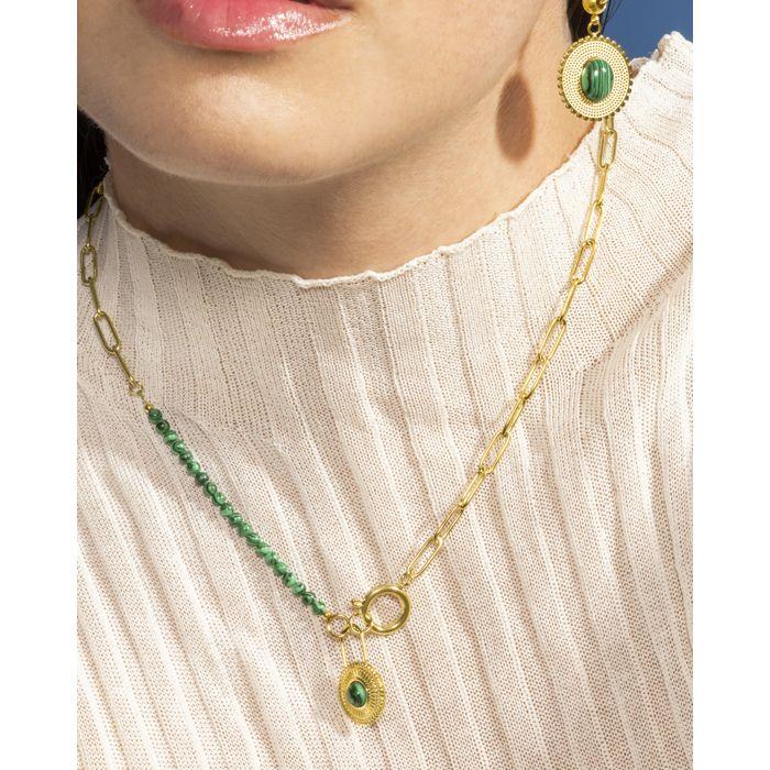 Collier de malachite Luxenter fini en or jaune 18K - Mossir