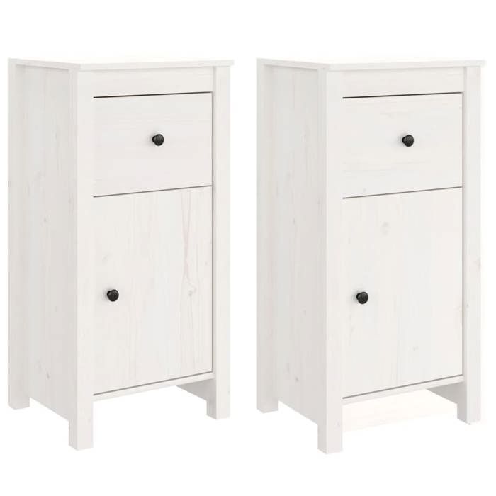 VidaXL 2x Buffets Sideboards Home Organizers Living Room Storage Furniture Interior White 40x35x80 Cm Wood 813757