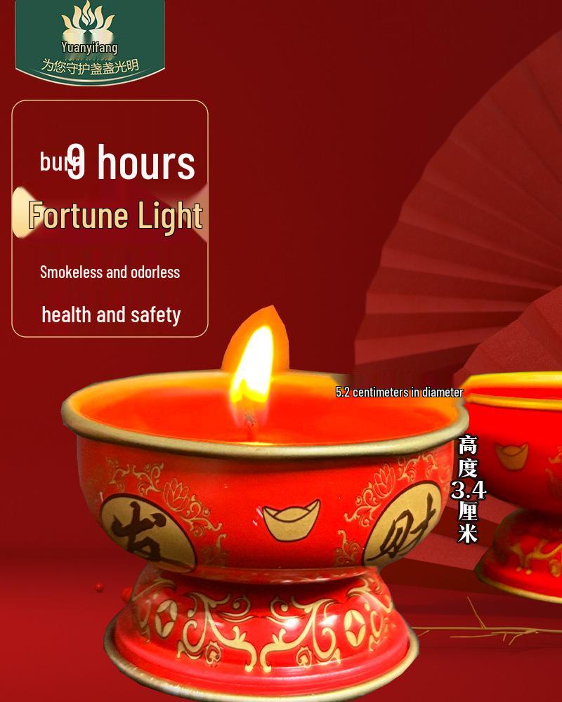 Festive Red Smokeless Candles for New Year, Buddha Offerings & God of Wealth Home Decor.