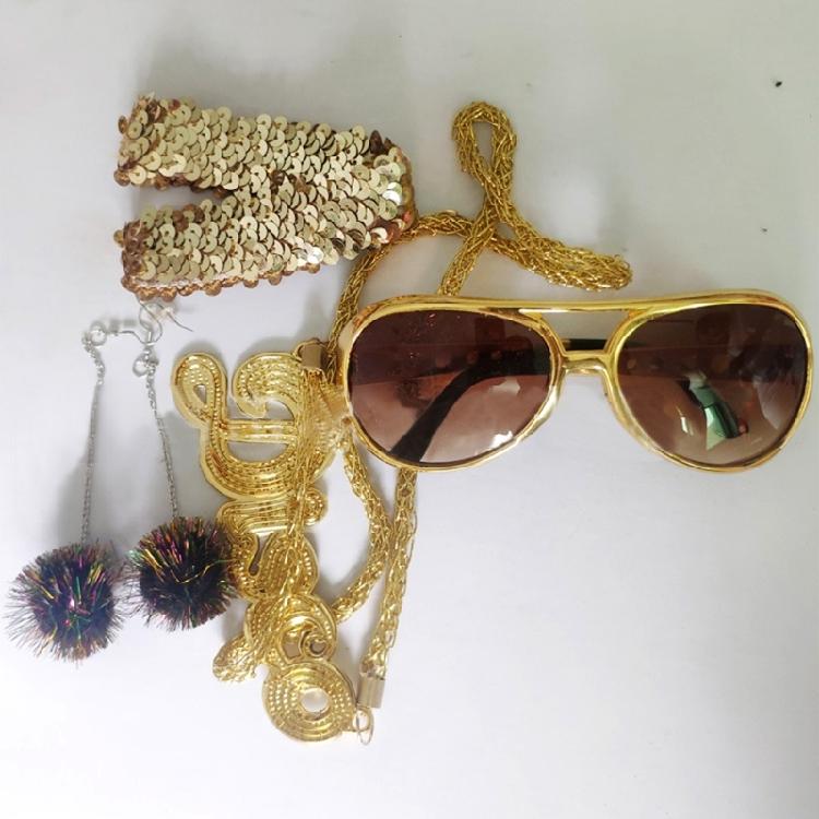 Disco Costume Outfits,50s 60s 70s 80s Disco Accessories Balls Earrings Necklace Headband Sunglasses for Halloween Party