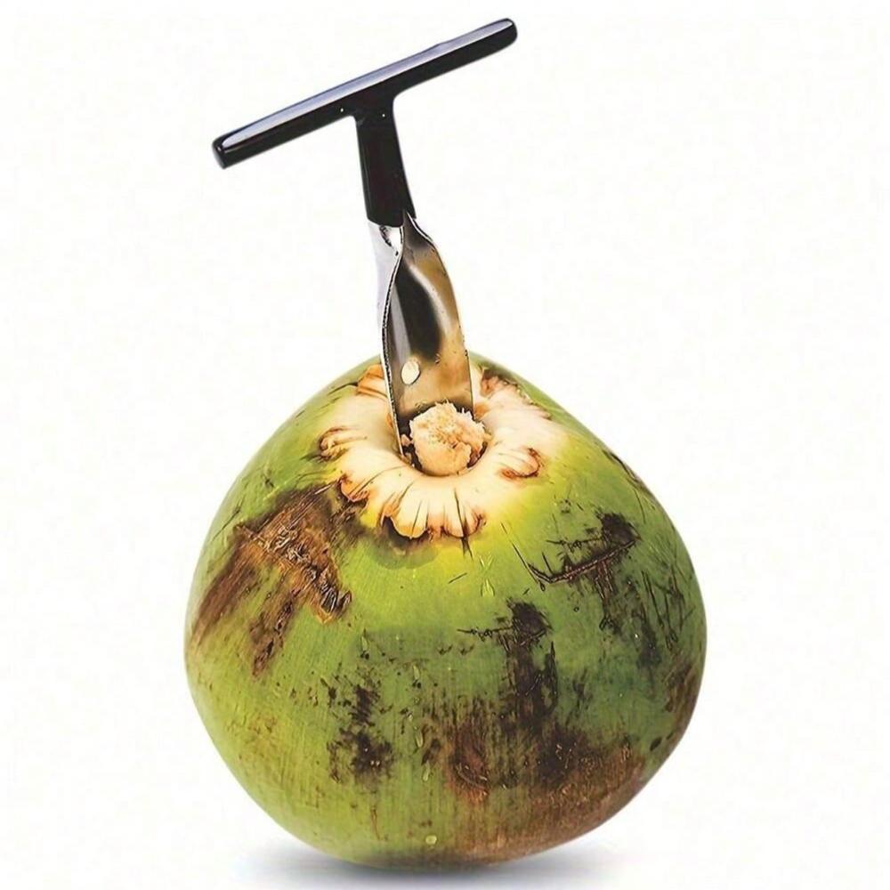 Tragbarer Kokosnussöffner aus Edelstahl Enthält Bohrer, Spatel, Ideal für Outdoor-Camping