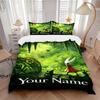 Custom Name Fantasy Forest Knight Bedding Set Personalized Washable Custom 3Pcs Duvet Cover Pillowcases Soft Microfiber Home Bedroom Gift