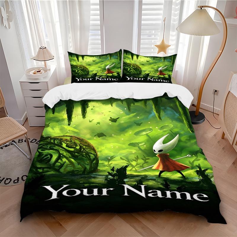 Custom Name Fantasy Forest Knight Bedding Set Personalized Washable Custom 3Pcs Duvet Cover Pillowcases Soft Microfiber Home Bedroom Gift