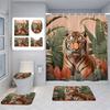 Animal Theme Printed Shower Curtain Suit Polyester Moisture-Proof Bathroom Curtain Bathroom Accessories Non-Slip Floor Mat