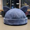 New Cute Cat Ears Melon Skin Cap Women Adjustable Fashion Versatile Brimless Dome Landlord Hat Men Denim Hip Hop Beanie Caps