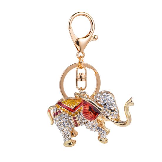 Rhinestone Elephant Keychain Alloy Good Luck Keychain with Keyring Sparkling Elephant Keychain Bag Charm Gift for Men Women
