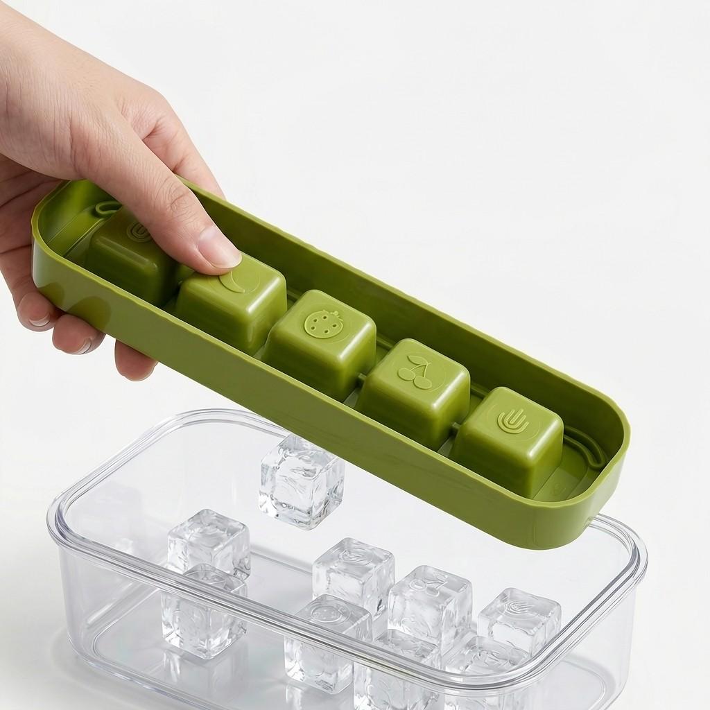Reusable Ice Cube Tray With Lid Refrigerator Plastic Ice Mold 5 Grids Ice Cube Maker Kitchen Accessories Bar Tools Ice Cube Box
