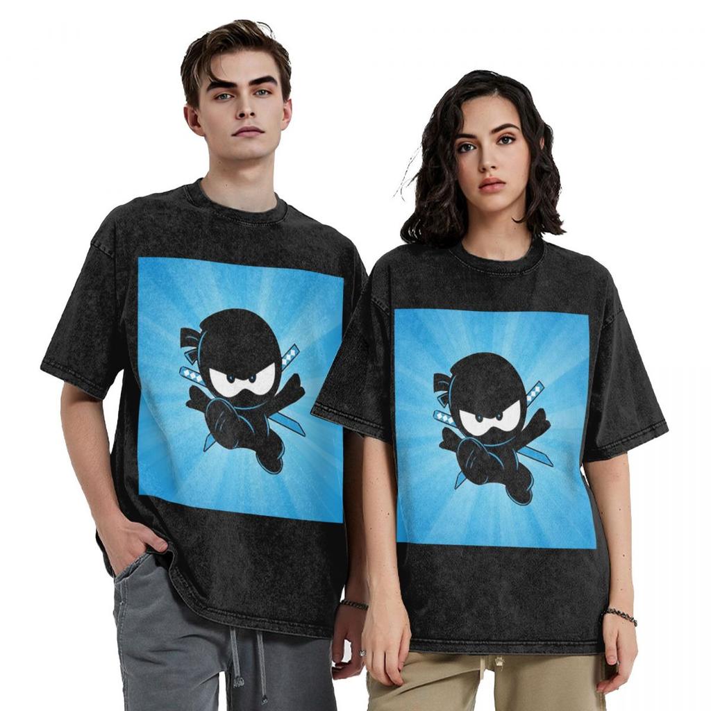 Ninja Kidz Hip Hop Short Sleeve T-Shirts Washed Tops Tees Streetwear T Shirt Harajuku for Men Women