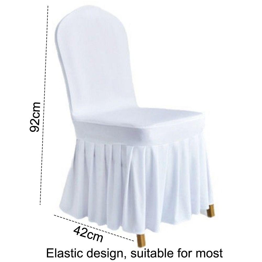 Pure Color Pleated Skirted Chair Cover Full Wrap Removable Seat Cover Dustproof Washable Elastic Chair Cover