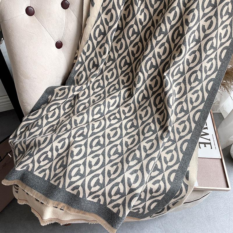 Winter Women's Scarf Luxury Design Double Sided Cashmere Feel Scarf Warm Scarf Shawl