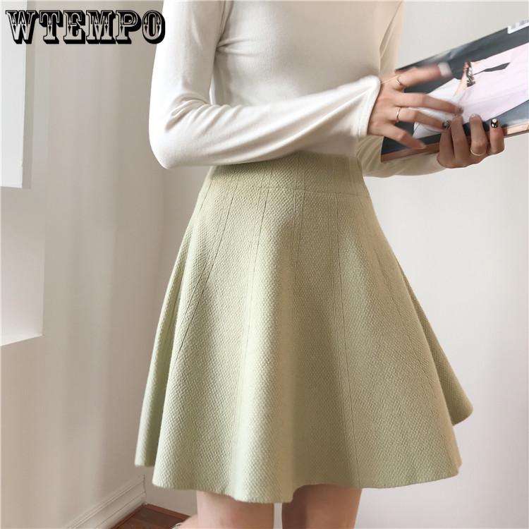 Women's Knitted Midi Skirt Autumn and Winter Yarn High Waist A-line Skirt Pleated Skirt
