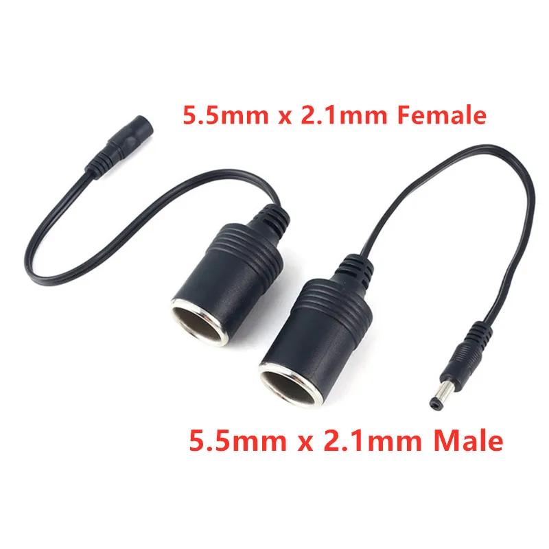 12V Female Car Cigarette Lighter Socket Plug Connector Charger Cable Adapter DC 5.5*2.1mm 5A Amper UPS Battery Backup Connector
