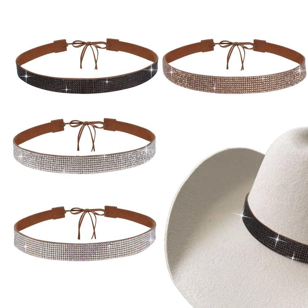 Adjustable Rhinestone Hat Accessories Vintage Cowboy Hat Bands Glitter Panama Hat Bands Gifts