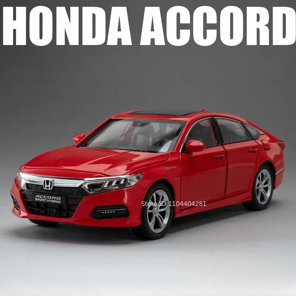 1:24 Honda Accord Models Toys Alloy Diecast Cars Front Wheel Steering Doors Opened Sound Light Pull Back Vehices Friend's Gifts