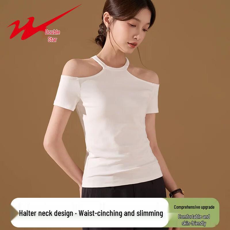 

Women s Halter Neck Off-Shoulder Slim Fit T-Shirt M