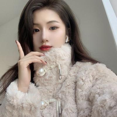 Autumn and Winter New Sweet Wind Imitation Lamb Fur Coat with Cotton Thickened Top Stand-up Collar Tide