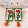 Creative Enamel Flower Dangle Earrings Painting Charm Metal Geometric Stud Earrings Colorful Summer Bohemian Dangle Earring