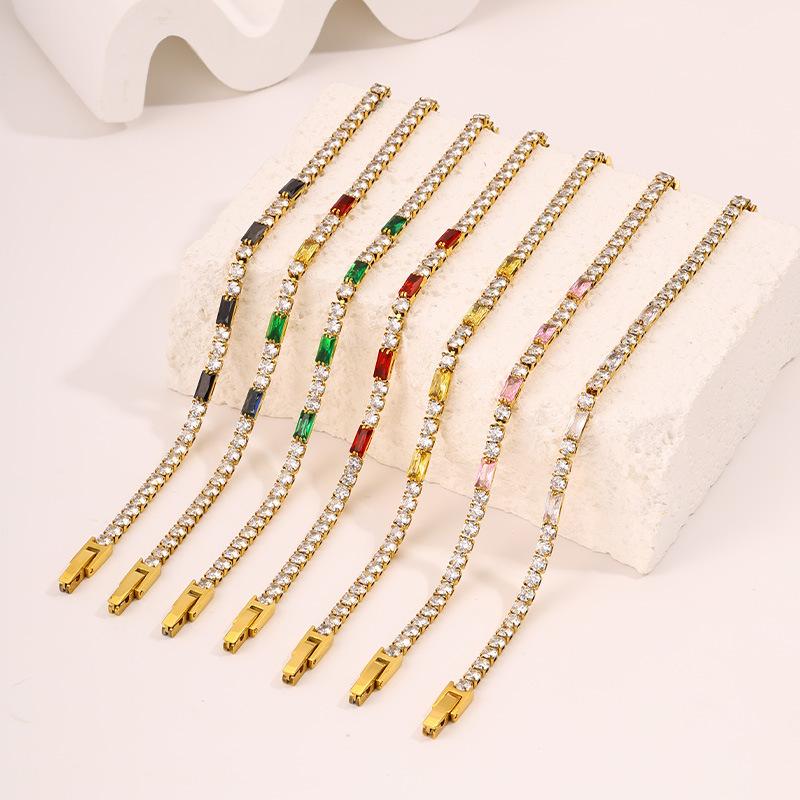 Titanium Steel European and American Light Luxury Style Straight Couple Versatile Temperament Advanced Sense Color Zircon