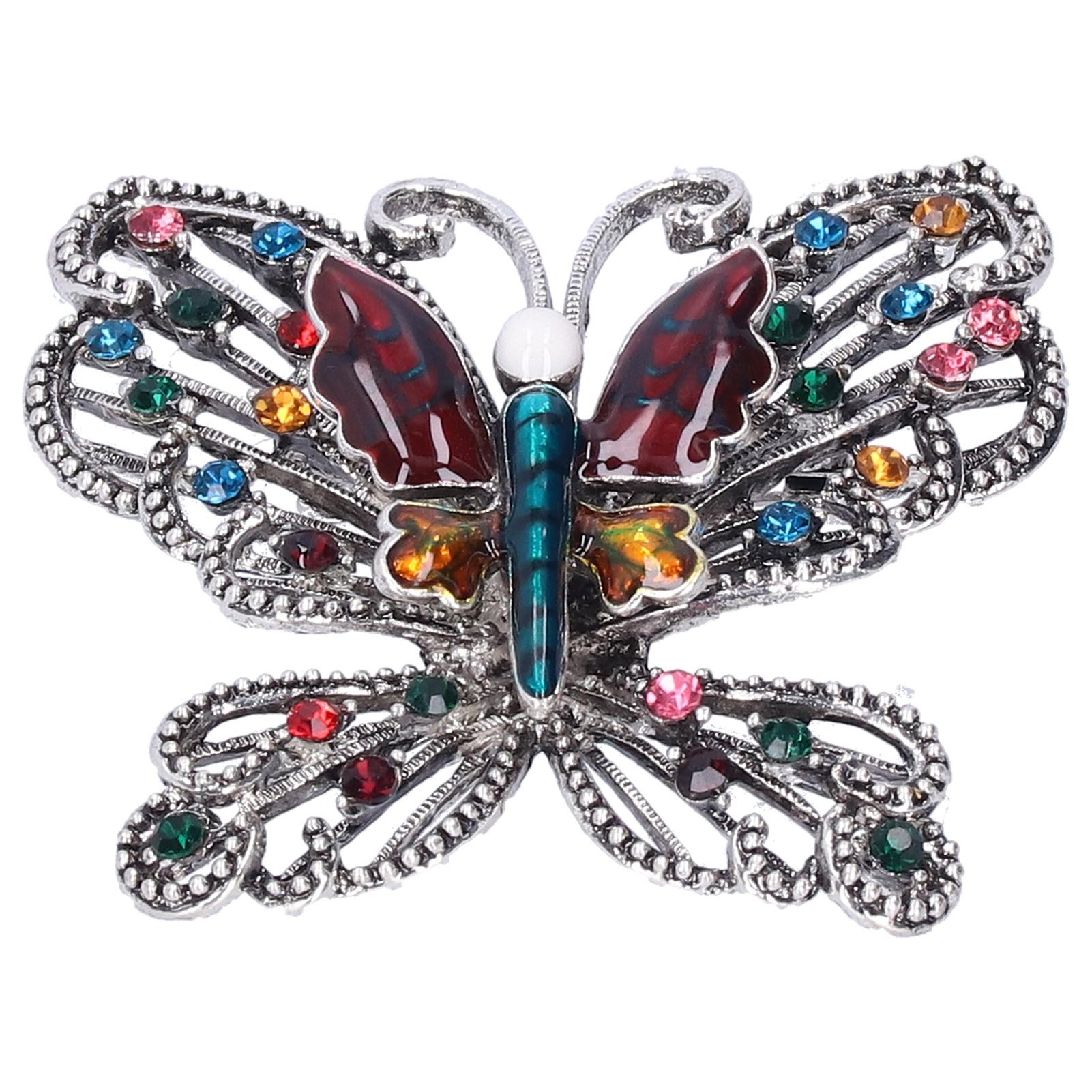 

Brooch Pin Diamante Hollow Butterfly Pattern Lapel Pin Coat Badges Party Corsage AccessoriesColourful