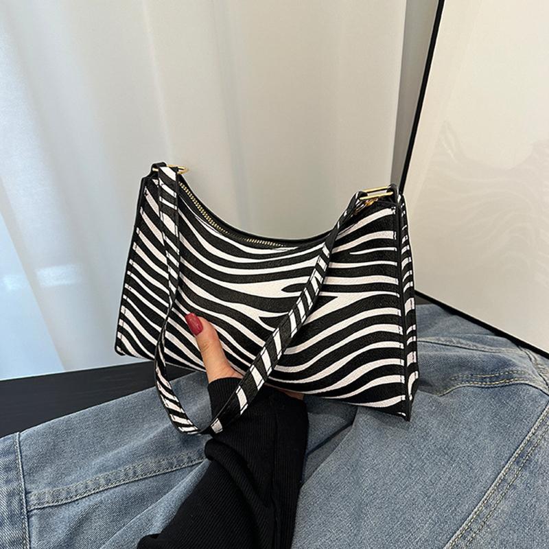 Fashion Zebra Leopard Print Women Handbag PU Leather Underarm Shoulder Bags