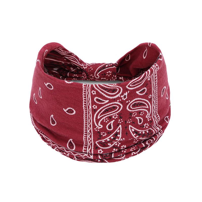 Women's Paisley Sport Yoga Headband - Sweat-Absorbing, Elastic Cotton, Bohemian Style