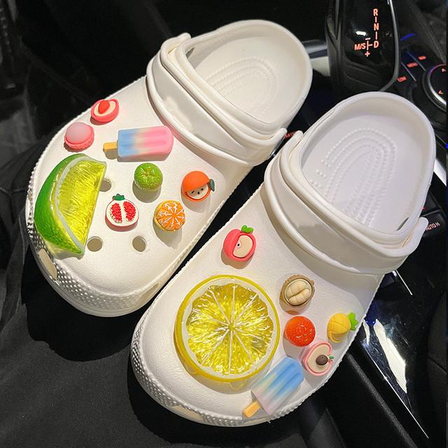 1Set Summer Refreshing Lemon Advanced Shoe Decorations New 3D Fruit Shoe Charms Set DIY Detachable buckle Shoes accessories