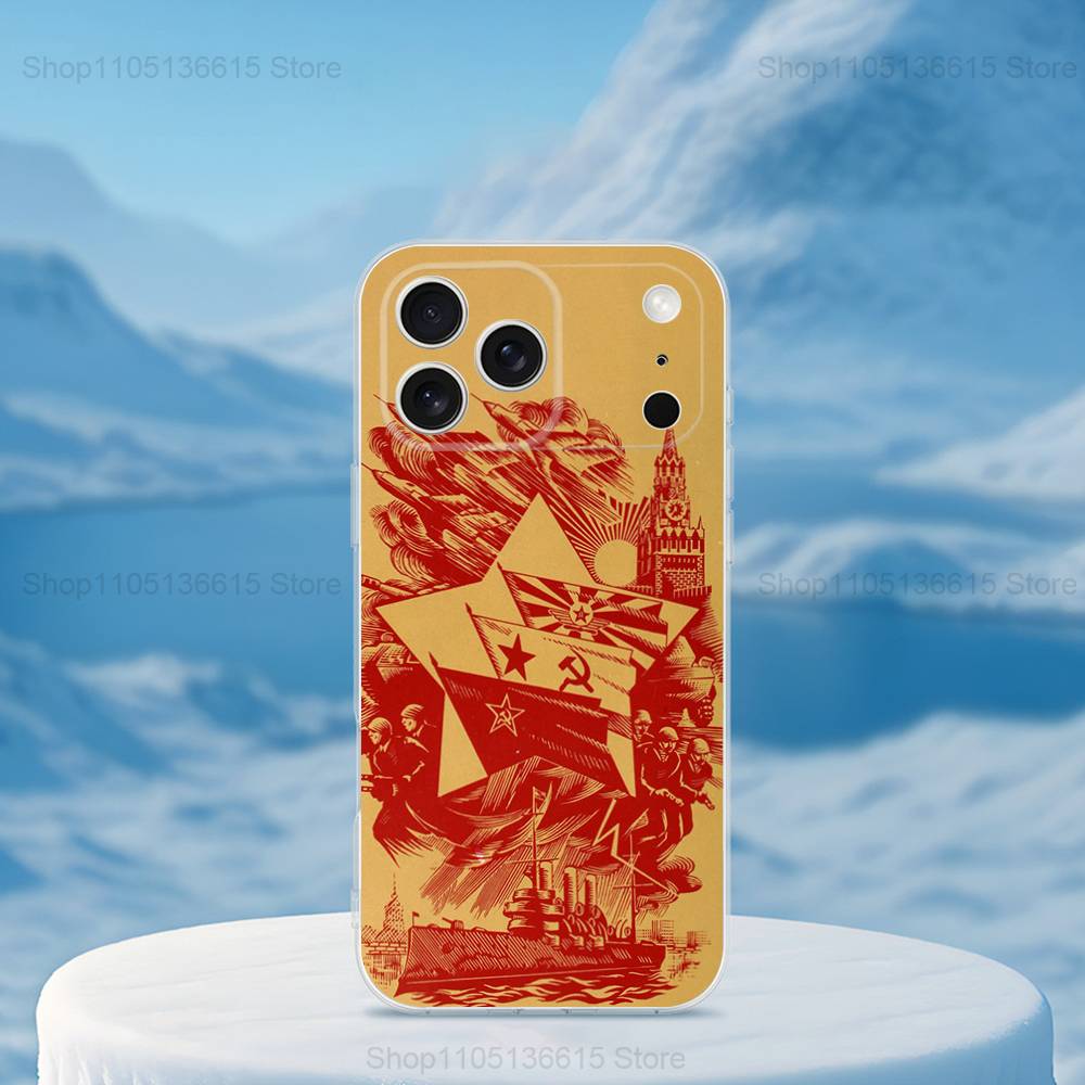 

Great USSR Russian Banner Phone Case For iPhone 16,15,14,13,12,11,17 Pro,Max,Plus,X,XS,XR,SE,Mini Transparent Soft Cover iPhone14PRO