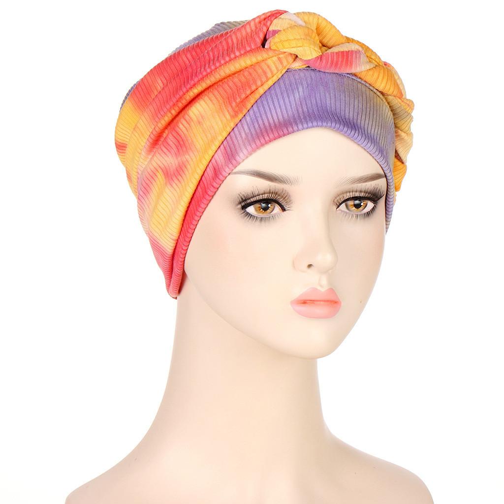 

Polyester Multicolor Braid Dye Tiedye Headscarf Cap With Breathable Fabric For Casual Wear Яскраво-рожевий
