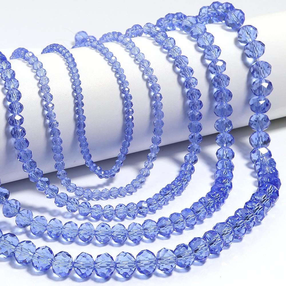 3/4/6/8/10mm Faceted Crystal Beads Transparent Blue Glass Loose Spacer Bead For Jewelry Making DIY Necklace Bracelet Accessories