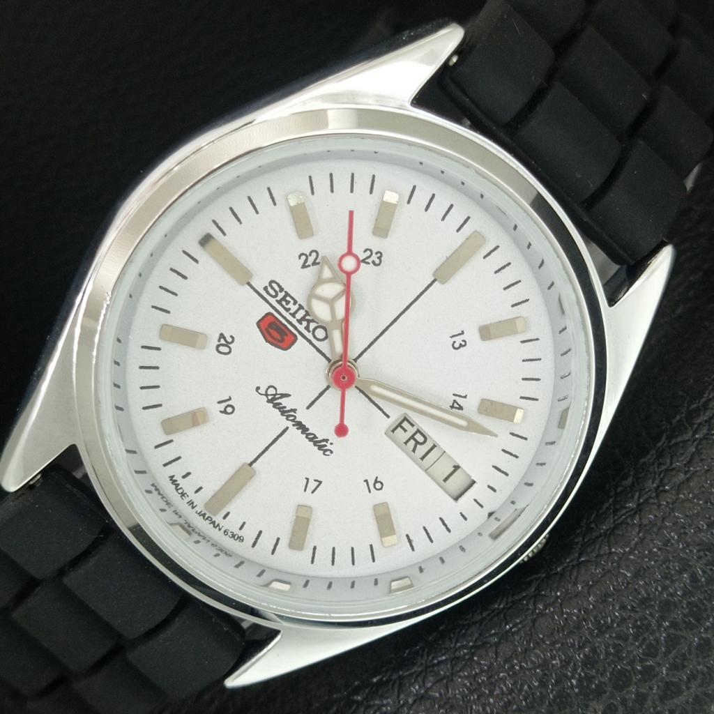 

VINTAGE REFURBISHED SEIKO 5 AUTOMATIC 6309A JAPAN MENS WHITE WATCH a442764-1