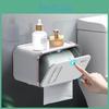 Toilet Paper Wall Mounted Bathroom Holder Paper Tissue Box Plastic Toilet Dispenser Roll Paper Storage Box Free Punching