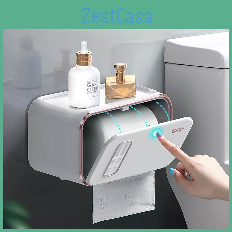 Toilet Paper Wall Mounted Bathroom Holder Paper Tissue Box Plastic Toilet Dispenser Roll Paper Storage Box Free Punching