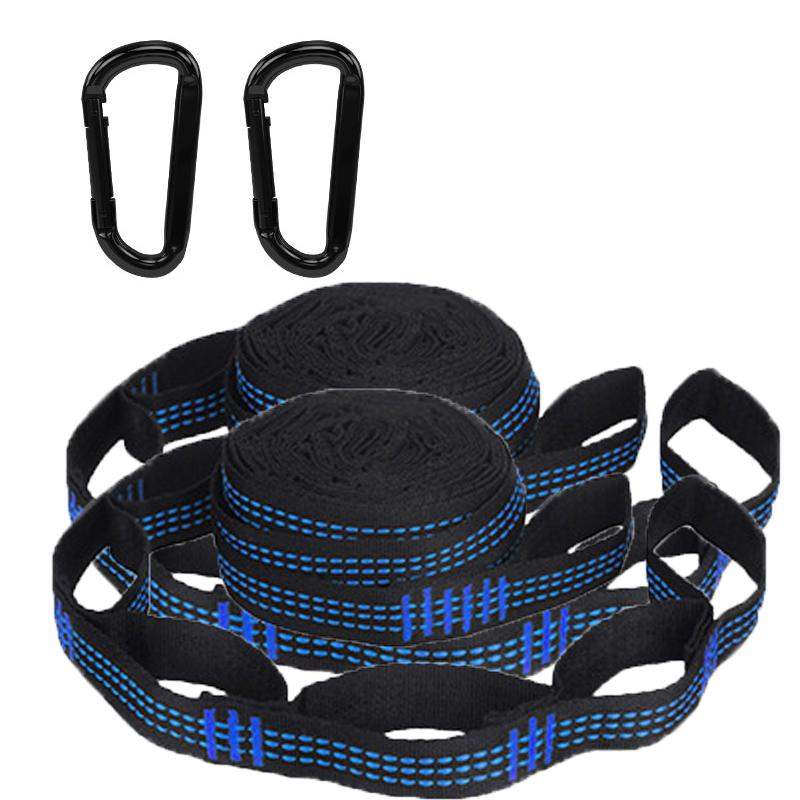 2PC Hammock Straps Special Reinforced Polyester Straps 5 Ring High Load-Bearing Barbed Black Outdoor Camping Hammock Straps