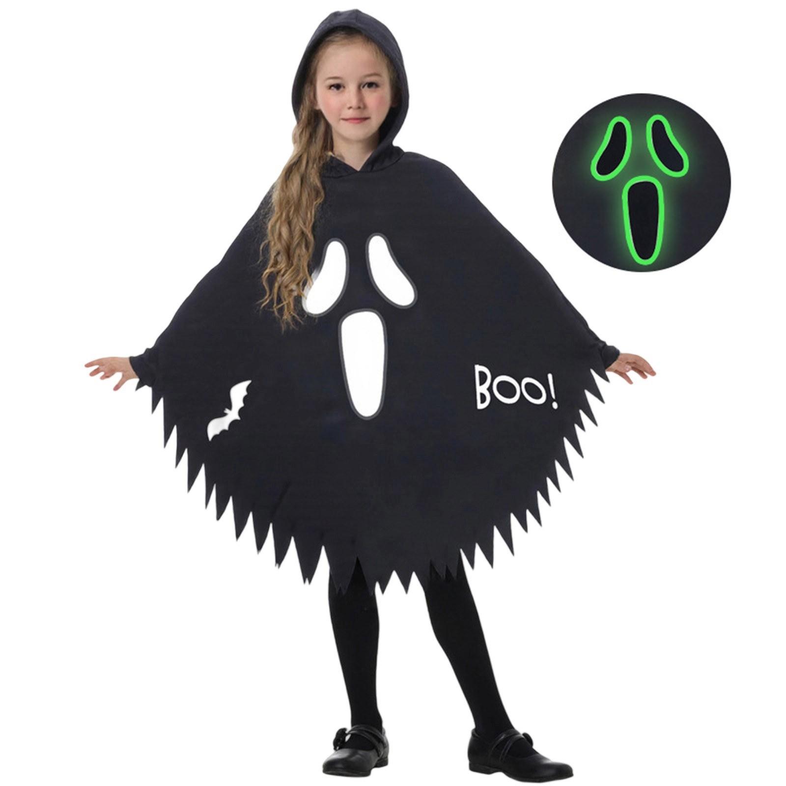 

Платье для вечеринки на Хэллоуин, детский плащ, светящаяся шаль, плащ с принтом Хэллоуина One Size чёрный