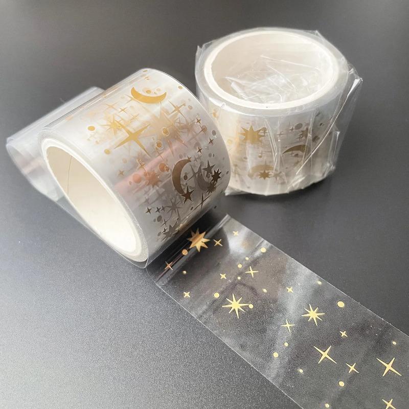 Butterfly Feather Leaves Decorative Adhesive Tape Golden Transparent  Washi Tape Scrapbooking Sticker Label Stationery Tape