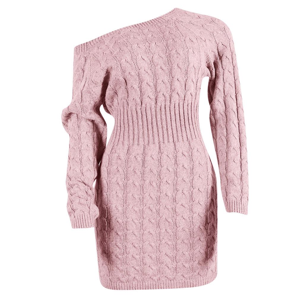Women's Mid-Autumn and Winter Women's Long Twisted Sweater Dresses