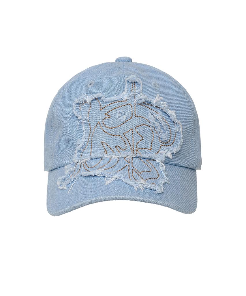 BADEE Applique Faded Denim Cap Light Blue