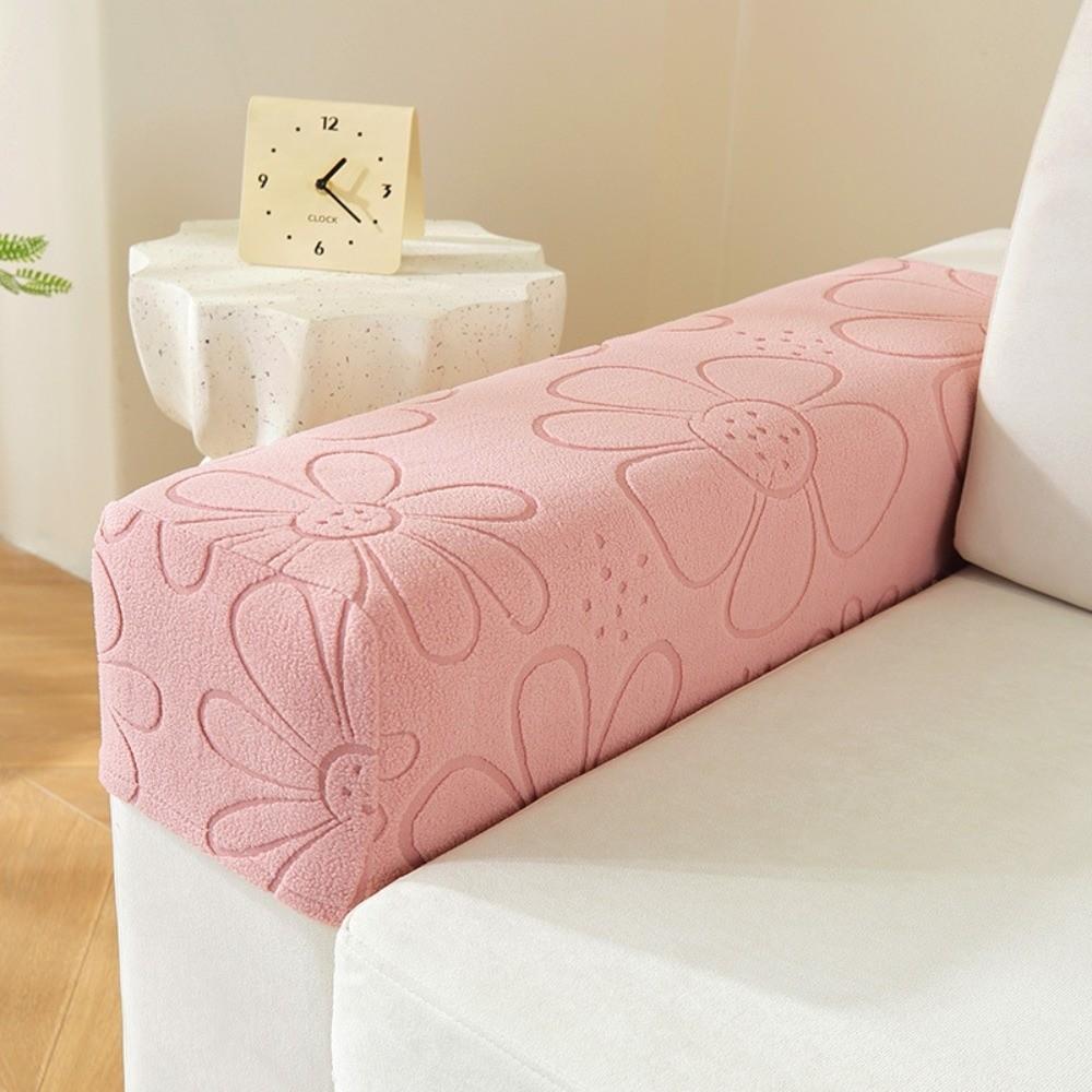 Modern Stretch Sofa Armrest Cover Anti-slip Elastic Sofa Cover Jacquard Fabric Couch Arm Protector for Home Furniture Decor розовый