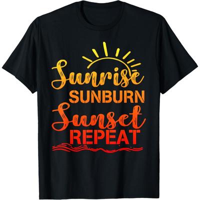 Soluppgång Solbränna Solnedgång Upprepa Retro Sommar Män Kvinnor Flickor Barn T-shirt