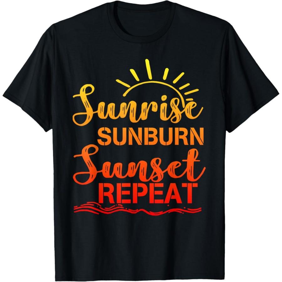 

Sunrise Sunburn Sunset Repeat Retro Summer Men Women Girls Kids T-Shirt XXXXXL чёрный