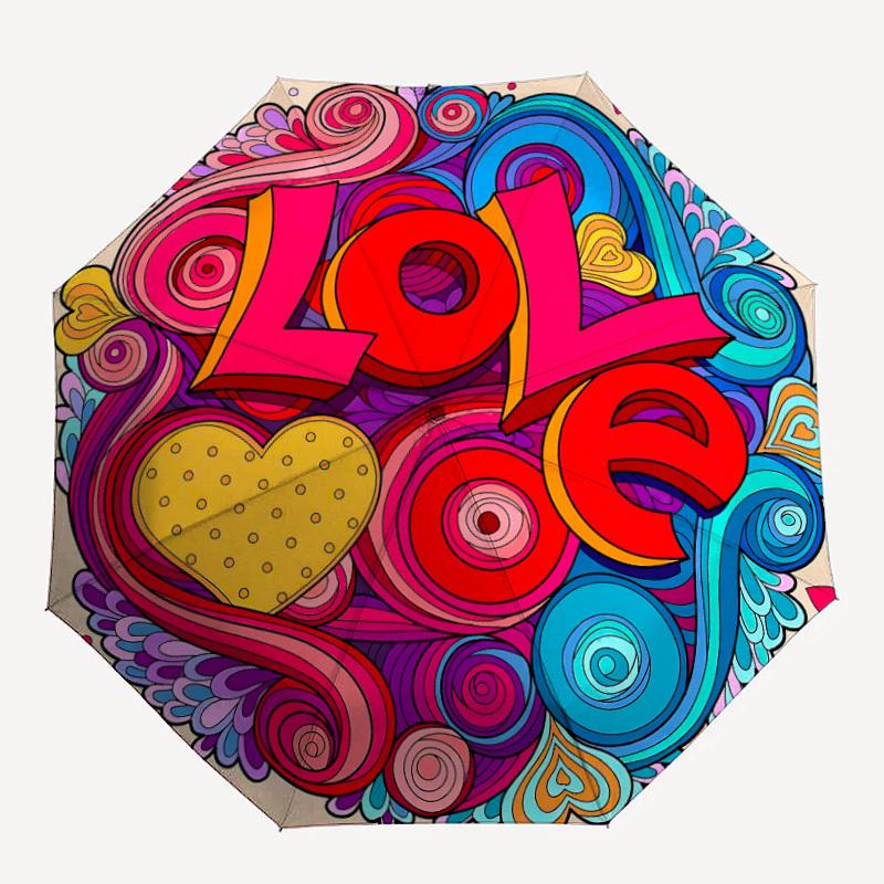 

1pc Love, Heart Automatic Open, Sturdy Iron Frame, Compact Folding Design, All-Season Portable Umbrella for Women & Men yy250801130
