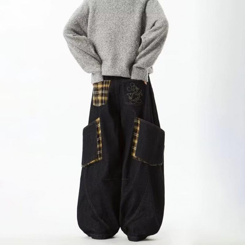 Джинсы клеш JYL для женщин Американский винтаж Леопардовая заплатка Весенние узкие джинсовые брюки S амарантовый