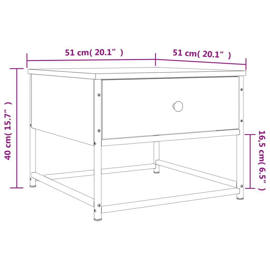 Coffee Table Brown Oak Look 51x51x40 Cm Engineered Wood